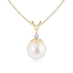 Hanging from a V-bale, the peg-set round South Sea cultured pearl allures with its classic white color. Right below the bale sits a prong-set diamond accent that adds to the beauty of this drop pearl pendant. Be it your formal or casual outfits, this 14K Solid Gold single pearl pendant is all you need to add a hint of subtle elegance to your look. Birthstone for the month of June and traditional gemstone gift for 3rd, 30th, 46th, 50th & 52nd wedding anniversaries. All our items are packaged with Classic Pearl Necklace With Diamond Accents For Anniversary, Classic Pearl Necklace With Diamond Accents, Classic Pearl Necklace With Diamond Accents For Wedding, Classic Wedding Pearl Necklace With Diamond Accents, Classic Round Pearl Necklace With Diamond Accents, Classic Round Brilliant Cut Pearl Necklace, Classic Akoya Pearl Necklace With Brilliant Cut, Classic Pearl White Jewelry With Brilliant Cut, Classic Brilliant Cut Pearl White Jewelry