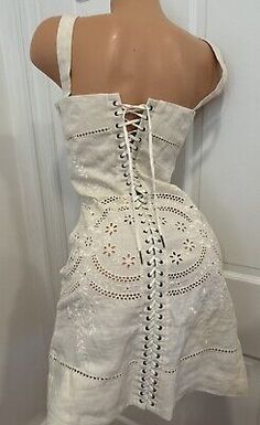 Dolce & Gabbana Lace Up  Linen dress Sz 40/4  | eBay Brazil Festival, Dolce And Gabbana Dress, Catholic Fashion, Vintage Dolce And Gabbana, Shifting Closet, Dr Closet, Mexican Fashion, Corset Midi Dress, Dior Dress