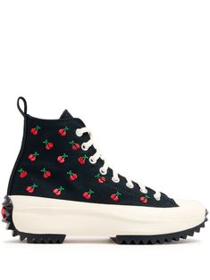 black canvas embroidered motif signature Chuck Taylor patch ankle-length eyelet detailing pull-tab at the heel front lace-up fastening rubber toecap round toe signature OrthoLite™ cushioning flatform rubber sole contrast lining Casual High-top Sneakers With Front Lace-up And Round Toe, Cotton Platform Sneakers With Contrast Sole, Converse Cotton High-top Sneakers With Contrast Sole, Canvas High-top Sneakers With Studded Outsoles, Black Cotton Platform Sneakers With Rubber Sole, Converse Cotton Platform Sneakers With Round Toe, Streetwear Sneakers With Lace-up Fastening And Round Toe, Black Cotton Platform Sneakers With Vulcanized Sole, Black High-top Sneakers With Round Toe And Lace-up Fastening