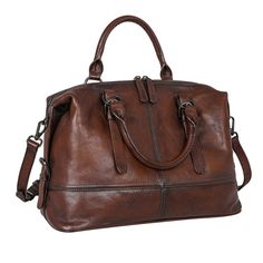 PRICES MAY VARY. [Premium Quality]: The soft leather large shoulder bag is crafted with top grain cowhide leather and durable polyester lining, featuring tarnish hardware for a classic, stylish look. [Structured Organization]: Top-handle bag keeps it organized with multiple compartments, interior: 1 main zipper compartment, 1 large slot pockets and 2 zipper pockets(an additional compartment in the middle) , exterior: 1 back zippered pocket. [Reinforced Bottom]: High quality hardware, the satchel Doctor Bag Purse, Hobo Crossbody Bag, Genuine Leather Totes, Genuine Leather Purse, Hobo Bags, Leather Handbags Crossbody, Genuine Leather Handbag, Large Shoulder Bags, Satchel Purse