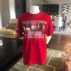 What A Great Gift! New Bucee’s Fear The Beard Not The Beaver Tee New/Never Worn Size-M Measures- 38" Across The Chest Color- Cranberry Red 100 % Cotton From A Smoke-Free Home Fast Shipping! **Highly Rated Seller** Please Message Me With Any Questions. Happy Holidays! The Cranberries T-shirt, Casual Christmas Fan Merchandise Tops, Casual Red Christmas Tops, Red Short Sleeve Christmas Tops, Red Short Sleeve Tops For Christmas, Red Cotton Fan Apparel Shirt, Red Pre-shrunk Crew Neck Top, Red Crew Neck T-shirt For Christmas, Red Christmas T-shirt With Relaxed Fit