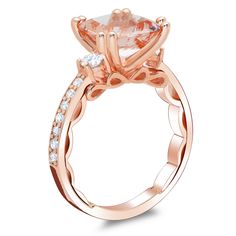 Morganite Three Stone Engagement Ring - click to enlarge Rose Gold Morganite, Three Stone Engagement Ring, Wedding Rings Rose Gold, Stone Engagement Ring, Three Stone Engagement, Morganite Ring, Three Stone Engagement Rings, Stone Engagement, Three Stone Rings