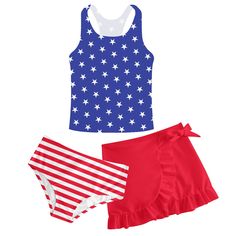 PRICES MAY VARY. 【High Quality Fabric】82% polyester, 18% spandex fabric makes girls bathing suit not only elastic and comfortable to wear, but also anti-wrinkle, anti-chlorine, and easier to care for. 【Unique Design】The 3 piece swimsuit design for girls is not only an U-neck tank top and bikini bottom, but also a beach skirt with cute ruffles and bow knots in the 3pc swimwear, allowing your little princess have more matching options when wearing swimsuits. 【Adorable Prints】Girls 3 piece bathing 3 Piece Bathing Suit, Patriotic Swimwear, Cover Up Beach, Coverup Beach, Swimsuit Design, Beach Skirt, Tankini Set, Anti Wrinkle, Spandex Fabric