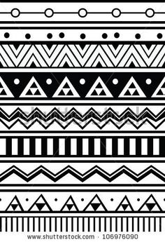 an abstract black and white pattern with lines, dots and shapes on the bottom half