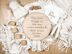 a personalized wooden birth gift for a baby