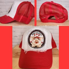 Custom Made Patch Hat Adjustable Fun Red Hat For Spring, Red Mini Cap For Beach, Fun Red Hats One Size Fits Most, Fun Red Hat, One Size Fits Most, Fun Red Hat One Size Fits Most, Casual Red Brimmed Mini Hats, Adjustable Red Baseball Cap For Spring, Red Mini Hats For Spring, Patch Hat