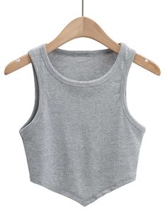 Women's new mini inverted triangle round neck elastic slim fit sleeveless short vest top Grey clothes crop top crop tops croptop shirt shirts short sleeve shirt top tops Casual Meeting, Inverted Triangle, Short Vest, Cotton Clothing, Crop Top Blouse, Sleeveless Vest, Casual Everyday, Vest Top, Primavera Estate