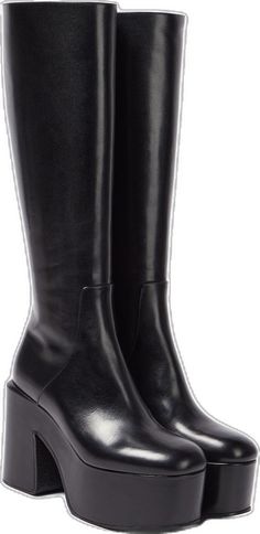 Leather Knee-high Platform Boots With Sculpted Heel, Formal Calf Leather Platform Boots, Formal Leather Knee-length Boots, Formal Calf Leather Platform Boots With Leather Sole, Wide Calf Calf Leather Platform Boots For Work, Luxury Leather Knee-high Platform Boots, Formal Knee-high Platform Boots, Elegant Business Calf Leather Platform Boots, Elegant Calf Leather Platform Boots For Business