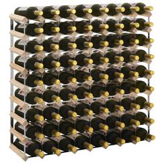 a wine rack filled with lots of bottles