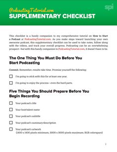 a checklist with the words,'supplementary checklist'in green and white