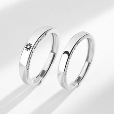 ✦ The concept of the sun symbolizing morning and the moon representing night highlights the unbreakable bond between a couple, who share their lives and experiences together. This elegant Sun and Moon ring may appear simple, but it conveys a profound message of love and companionship. ----------- DESCRIPTIONS ----------- - Materials: 925 Sterling Silver - Buying Option: For Him/ For Her - Ring Thickness: Him 3.3mm Her 3mm - SKU: E90 Sun And Moon Ring, Silver Couple Rings, Sun And Moon Rings, Crystal Hoop Earrings, Nose Rings Hoop, Moon Ring, Matching Rings, Sun And Moon, Fashion Jewelry Earrings