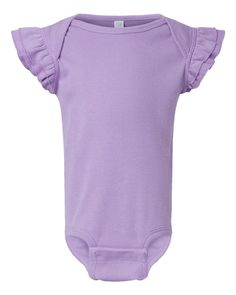 Infant Flutter Sleeve Baby Rib Bodysuit - LAVENDER - 12M | Rabbit Skins Infant Flutter Sleeve Baby Rib Bodysuit in Lavender Size 12M | Cotton Spring Playtime Onesie In Solid Color, Spring Playtime Solid Onesie, Spring Playtime Solid Color Onesie, Spring Playtime Plain Onesie, Solid Cotton Bodysuit With Ruffles, Solid Color Onesie With Ruffles For Spring, Spring Onesie With Ruffles In Solid Color, Ruffled Bubble Romper For Playwear, Spring Playtime Bodysuit