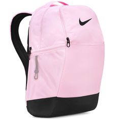 Nwt Nike Pink /Black Backpack Details 18" H X 12" W X 7" D Zipper Closure Haul Loop Handle Adjustable Back Straps Yellow Backpack, Basketball Bag, Nike Sportswear Women