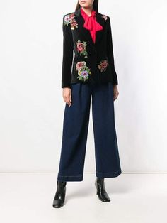 Step into sophistication with our Women's Black Velvet Floral Embroidery Blazer Jacket, an enchanting piece designed to elevate your style for weddings, cocktails, and memorable moments as the Mother of the Bride. Crafted from sumptuous black velvet, this jacket embodies opulence and refinement. The luxurious texture not only feels exquisite against the skin but also adds a touch of glamour to your ensemble. The jacket's floral embroidery, meticulously designed, brings a subtle yet striking femininity, making it an ideal choice for special occasions. With its tailored fit and timeless appeal, this blazer jacket effortlessly transitions from the ceremony to the reception. The versatility of this piece extends beyond weddings, making it a go-to for cocktail parties and other upscale events. Embroidery Blazer, Embroidered Blazer, Mother Of The Bride Outfit, Wedding Cocktail, Blazer Designs, Bride Clothes, Velvet Blazer, Wedding Cocktails, Memorable Moments