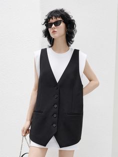 Women's Layered Sleeveless Dress Sets Dress Sets, Waistcoat Dress, Low Low, Sleeveless Tee, U Neck, Black Xs, Fashion Sewing, Body Measurements, Wearing Dress