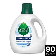 seventh generation liquid laundry detergent with freeclem on the front and 90 loads in each pack