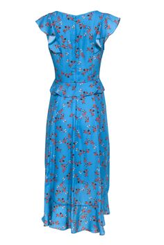 Add some bright color and feminine flair to your closet with this ravishing ruffled maxi from Parker! Made with a stand-out vibrant floral print, this is a romantic frock to wear to your next wedding, garden party or baby shower with some bright lipstick and golden sandals. Grab your favorite baguette shoulder bag and you’re all set! Size S 100% Polyester Fitted silhouette V-neckline Ruffled trim on hem, waist and shoulders Fully lined Zippered back Waist 28" Bust 34" Shoulder to hem 48" Blue Ruffled Midi Dress For Spring, Blue Tiered Midi Dress With Floral Print, Blue Maxi Dress With Ruffle Hem For Daywear, Blue Ruffle Hem Maxi Dress For Garden Party, Blue Maxi Dress With Ruffle Hem For Spring, Blue Tiered Maxi Dress For Daywear, Blue Midi Dress With Ruffle Hem For Spring, Golden Sandals, Wedding Garden Party