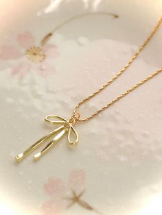 ✩ Handcrafted ✩ Yellow Gold Plated Necklace ✩ One Length 18" ✩ View "Sizing Info" page for more info ｡｡｡ Bow Necklace Gold, Bow Necklace, Plate Necklace, Gold Plated Necklace, Gold Plate, Yellow Gold, Yellow, Gold