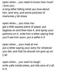 a poem written in black and white with the words open when you need to know how much i love you