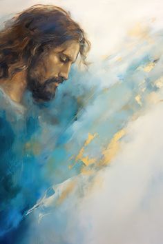 a painting of jesus with his eyes closed