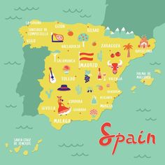 spain map with all the main cities and