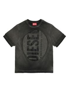 black cotton distressed effect faded effect layered design logo print to the front round neck short sleeves straight hem Diesel Shirts, Designer Boys, Diesel T Shirts, Birthday Fits, Futuristic Fashion, Kenzo Kids, Layered Design, Denim Design, Cute Simple Outfits