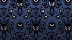 an image of a blue and black wallpaper with cats on it's face