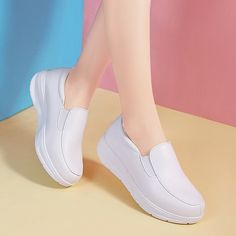 Nurse Shoes, Work Flats, Comfy Slippers, Loafer Shoes Women, Nursing Shoes, Womens Wedges, Work Shoes, Loafers For Women, Leather Slip Ons