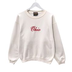 Vintage 90s Ohio State White Sweatshirt Size Large Ohio Buckeyes Crewneck Ohio University Sweater Pullover Embroidered Logo Ohio Jumper by brixtonclothing on Etsy Vintage Crew Neck Sweatshirt With Embroidered Logo, Vintage Crew Sweater With Embroidered Logo, Vintage Embroidered Logo Tops For Winter, Retro Fall Sweatshirt With Embroidered Logo, Retro Sweatshirt With Embroidered Logo For Fall, Vintage Sweater With Embroidered Logo For College, Vintage Crew Neck Sweater With Embroidered Graphics, Vintage Sweater With Embroidered Logo For Fall, Retro Tops With Embroidered Logo For Fall