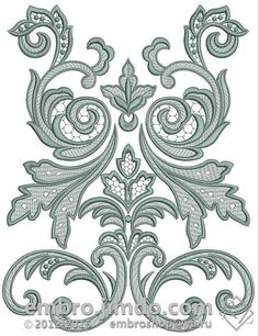 an ornate design in grey and white