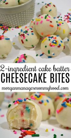 2 ingredient cake batter cheesecake bites with sprinkles