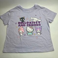 Brand New Without Tag Hello Kitty And Friends Girls Graphic Tee Size L (14) Purple Cotton Kawaii Top, Cute Purple Tops With Character Print, Playful Purple Tops With Cartoon Print, Hello Kitty Shirts, Hello Kitty And Friends, Girls Graphic Tee, Friend Outfits, Cat Shirts, Color Purple