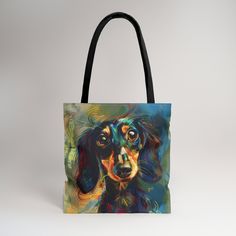 Cute Dog Tote Bag Dachshund Art Gift For Dog Owner Tote Dachshund Lover Gift Summer Bag Weiner Dog Tote Canvas Bag Colorful Modern Art Tote. This practical and high-quality bag is the perfect blend of comfort and style, whether you're strolling along the beach or exploring the vibrant streets of town. 𝐃𝐄𝐓𝐀𝐈𝐋𝐒 🐶 100% Polyester 🐶 Boxed corners 🐶 Black inner stitching, transparent thread on hems. 🐶 Black cotton handles 🐶 With non-woven laminate inside 🐶  3 sizes: Small ( 12'x13'), Medi Rectangular Dog Print Bag For Gift, Rectangular Bags With Dog Print For Daily Use, Colorful Modern Art, Dog Tote Bag, Dachshund Art, Dog Tote, Comfort Colors Tshirt, Dachshund Lovers, Summer Bag