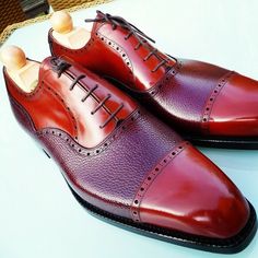 Red Bordeaux Leather Oxford Men Dress Formal Luxury Lace Up Shoes on Storenvy Luxury Men's Lace-up Shoes With Red Sole, Luxury Burgundy Men's Oxfords, Luxury Red Men's Dress Shoes, Ascot Shoes, Quality Leather Boots, Custom Design Shoes, Bespoke Shoes, New Mens Fashion, Handmade Leather Shoes