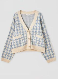 Houndstooth Cardigan, Pull And Bear, Kawaii Fashion Outfits, 70s Style, Style Cardigan, Swaggy Outfits, Kpop Fashion Outfits, 여자 패션, Cute Sweaters