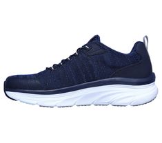 Stride in dependable well-cushioned comfort with Skechers Relaxed Fit D'Lux Walker - Pensive. This slip-on design features an athletic mesh and smooth synthetic upper with a bungee-laced front and cushioned Air-Cooled Memory Foam insole. | Skechers Men's Relaxed Fit: D'Lux Walker - Pensive Sneaker Synthetic Athleisure Running Shoes For Light Exercise, Sporty Running Shoes With Gel Cushioning For Light Exercise, Sporty Running Shoes With Arch Support And Breathable Fabric, Sporty Walking Shoes With Arch Support For Light Exercise, Comfortable Nylon Sneakers For Sports, Mesh Running Shoes With Arch Support For Workout, Mesh Running Shoes With Gel Cushioning For Light Exercise, Comfortable Sneakers With Air Cushioning For Workout, Comfortable Air-cushioned Sneakers For Workout