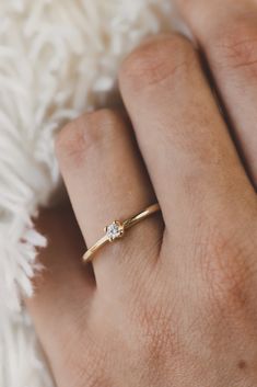 Solid Gold Moissanite Promise Ring - Lacee Alexandra Dainty Engagement Ring Gold, Small Rings Engagement, Sculpted Jewelry, Promise Rings Simple, Gold Promise Ring, Dainty Engagement Rings, Promise Ring For Her, Gold Promise Rings, Gold Color Ring