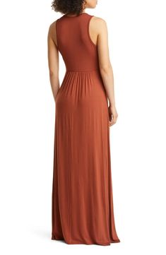 Loveappella V-Neck Jersey Maxi Dress | Nordstrom Lightweight Skirt, Jersey Maxi Dress, Maxi Jersey Dress, Dress Cuts, Wide Straps, Petite Size, Nordstrom Dresses, Hazelnut, Deep V Neck