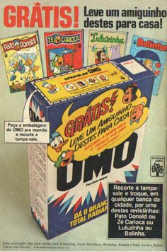 an advertisement for cereal from the 1950's, with cartoon characters in boxes on it