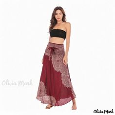 Olivia Mark - Casual Dress Skirt, Beach Vacation Skirt, Two-Way Wearing Flowy Skirt Belly Dance Printing Skirt, Vacation Skirt, Vacation Skirts, Summer Prints Fashion, Skirt Beach, Swing Dance, Maxi Skirt Boho, Dress Flowy, Womens Maxi Skirts