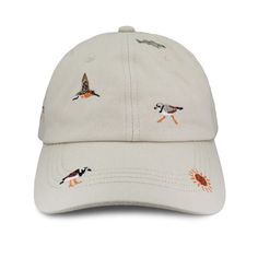 Beach Life Hat Piping Plover, Mobile Stickers, Horseshoe Crab, Bird Mobile, Striped Bass, Sand Sea, Embroidered Hat, Embroidered Hats, Beach Hat