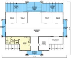 the floor plan for an office building with two separate rooms and one living room on each side