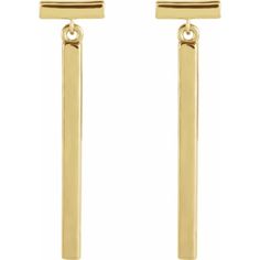 87209 / Earring / 14K Yellow Gold / Pair / Friction Backs Included / Polished / Bar Dangle Earrings Engagement Necklace, Bamboo Earrings, Earring Post, Modern Flower, Sell Gold, Flower Earrings Studs, Bar Earrings, Men's Jewelry, 14kt Gold