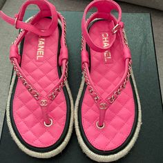 Brand New, Never Worn Chanel “Chain Of The Sun Thong” Sandals. Size 6 Eu 36 Sold Out! Chanel Booties, Chanel Ballerina Flats, Chanel Pumps, Gladiator Wedge Sandals, Chanel Espadrilles, Chanel Slingback, Cap Toe Boots, Chanel Boots, Chanel Sandals