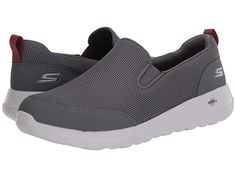 Comfortable Gray Sporty Slip-ons, Gray Synthetic Slip-on Sneakers With Arch Support, Sporty Gray Slip-on Sneakers, Slip-resistant Mesh Sneakers For Light Exercise, Sporty Slip-ons With Cushioned Footbed For Sports, Casual Gray Fade-resistant Slip-on Sneakers, Fade-resistant Slip-on Running Shoes For Light Sports, Slip-on Fade-resistant Running Shoes, Gray Synthetic Sporty Slip-ons