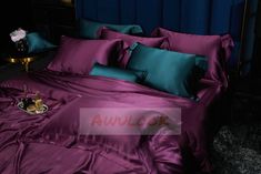 Awulook 25Momme Seamless Luxury Silk Fitted Sheet/Flat Sheet/Dovut Cover/Bedding Set, Magic purple Silk Sheet Set, Silk Bed Sheets, Silk Duvet Cover, Silk Bedding Set, Silk Sheets, Satin Bedding, Luxury Bedding Set, Satin Sheets, Silk Bedding