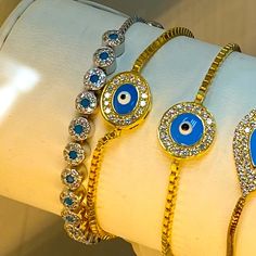 One Pc Sterling Silver Evil Eye With Synthetic Blue Sapphire Stones And Cz Side Stones Bracelet Adjustable Chain Comes In A Beautiful Jewelry Box Doll Tattoo, Sapphire Stones, Jewelry Accessories Ideas, Accessories Ideas, Sapphire Stone, Blue Bracelet, Stone Bracelet, Womens Jewelry Bracelets, Evil Eye