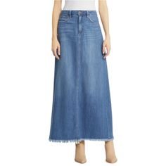 Hidden Jeans Women’s Frayed Hem Denim Maxi Skirt Whiskered Nonstretch Denim That's Soft To The Touch Makes The Fringe-Hem Maxi Skirt A Favorite For All-Day Comfort. Zip Fly With Button Closure Five-Pocket Style 73% Cotton, 27% Rayon Size: Small Color: Blue Condition: New With Tags Smoke Free Home Hidden Jeans, Denim Maxi, Denim Maxi Skirt, Maxi Skirts, Jeans Women, New Woman, Maxi Skirt, Womens Skirt, Women Jeans