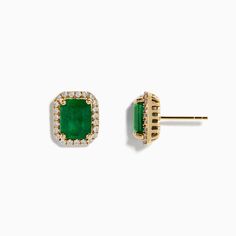 Effy Brasillica 14K Yellow Gold Emerald and Diamond Earrings Emerald And Diamond Earrings, Gold Yellow, Diamond Earrings, Emerald, Yellow Gold, Yellow, Gold