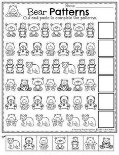 the bear pattern worksheet for children to learn how to make their own patterns